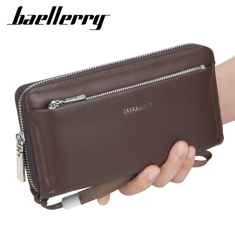 Baellerry 1081 Men Wallet Business Long Style Card Holder Male Purse PU Leather Zipper Big Capacity Luxury Wallet For Men Clutch