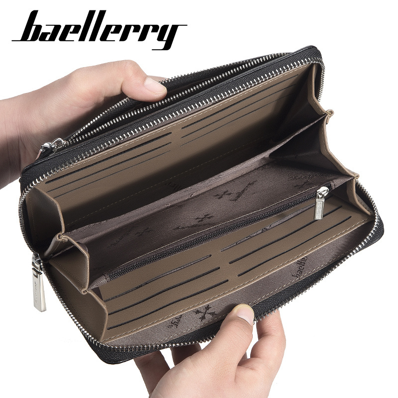 Baellerry 1081 Men Wallet Business Long Style Card Holder Male Purse PU Leather Zipper Big Capacity Luxury Wallet For Men Clutch