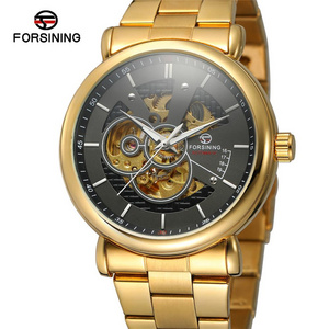 Forsining 726 Brand Luxury Men Wrist Watches Full Stainless Steel Fashion Skeleton Analog Dial Men Automatic Mechanical Watch