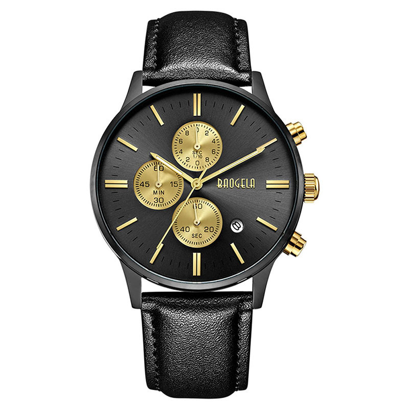 Luxury Men Business Watches Leather Calendar Quartz Minimalist Fashion Dress Baogela 1611 Chronograph Men Wrist Watches