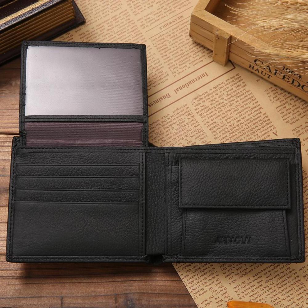 Portefeuille Homme JINBAOLAI Brand High Quality Leather Men Wallet Short Pocket Coin Purse Business Card Holder Money Bag Wallet