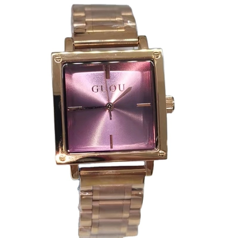 New Women's Square Rose Gold Alloy Quartz Watches GUOU Luxury Waterproof Simple Watch for Ladies Girls Wrist watches