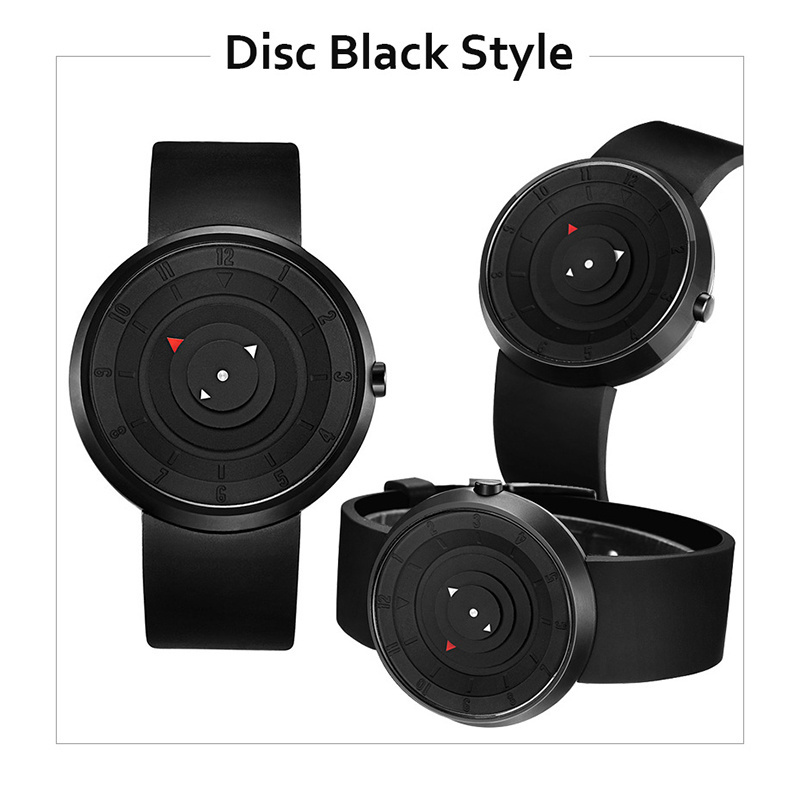 Unique Design Turntable Simple Dial Brand Luxury Japan Movt Quartz Male Wrist Watch Waterproof  Rubber Men Break Watch