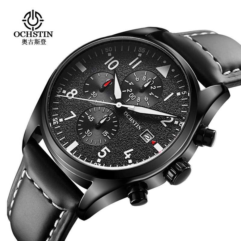 relogio masculino Top Brand Men Fashion Watches Genuine Leather Business Date Chronograph Clock Quartz Luxury Man Ochstin Watch