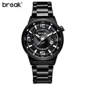 Break Luxury Brand Men Watches Business Date Luminous Hand Quartz Waterproof Leather Stainless Steel Rubber Men Watch