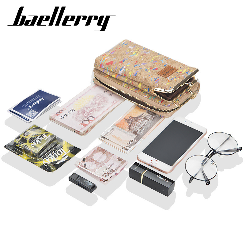 Baellerry Women's Wallet Women New Handbag Purse Lady Phone Bag Long Wristlet Wallets N8595 Messenger Wood Shoulder Straps Bag