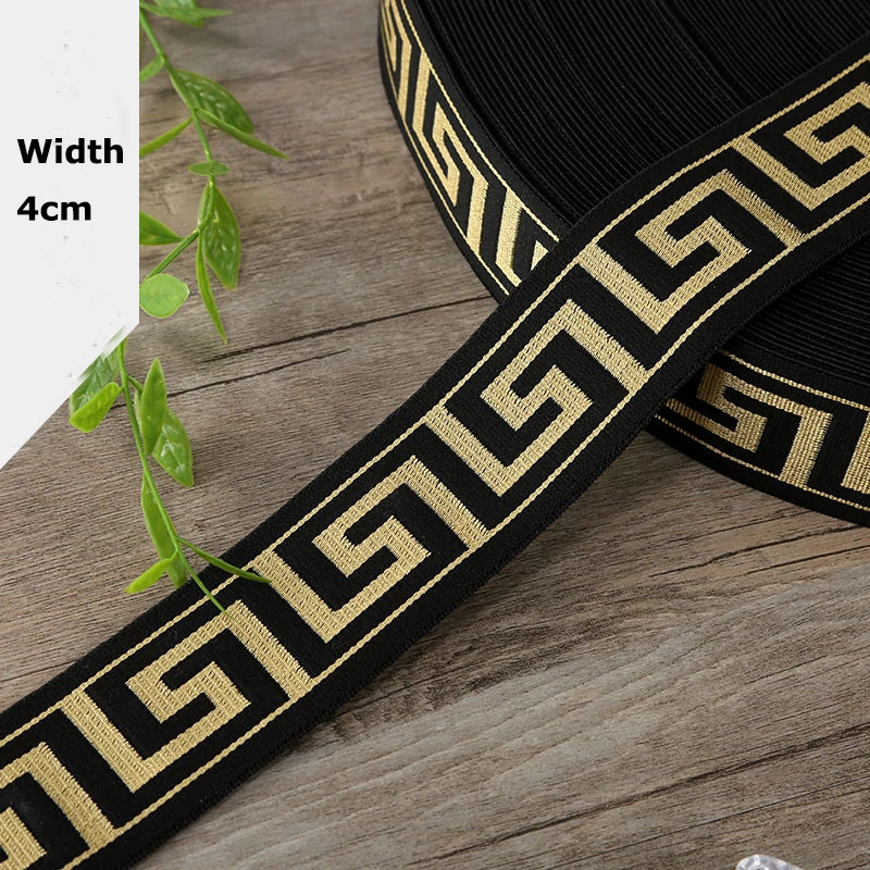 Webbing Wholesale Gold Grosgrain Black Jacquard Nylon Webbing for Sewing