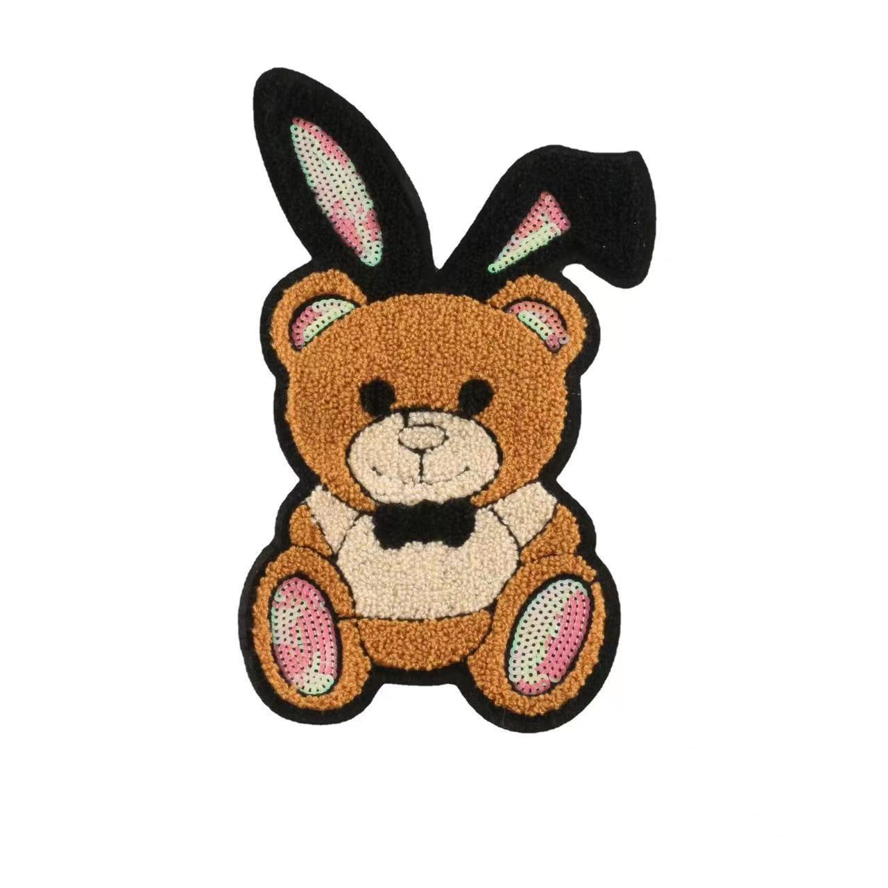 Designer customized patch rabbit ear bear embroidered patch