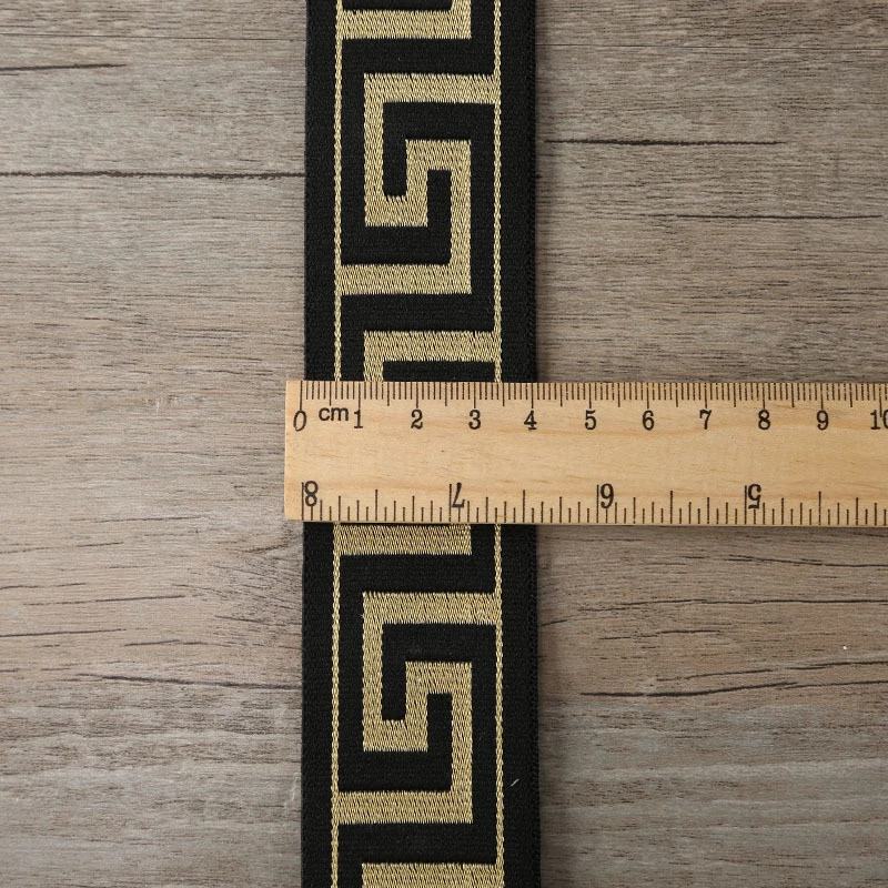 Webbing Wholesale Gold Grosgrain Black Jacquard Nylon Webbing for Sewing