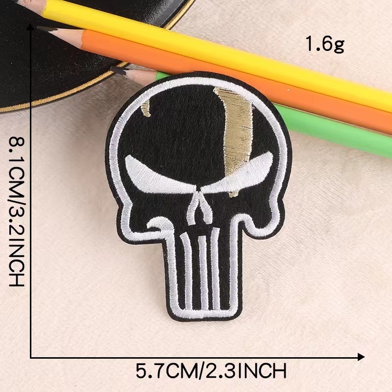 Customized skull dark embroidered  patch for Jacket