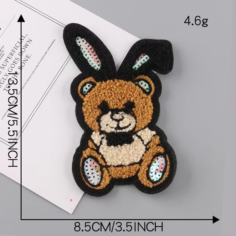 Designer customized patch rabbit ear bear embroidered patch