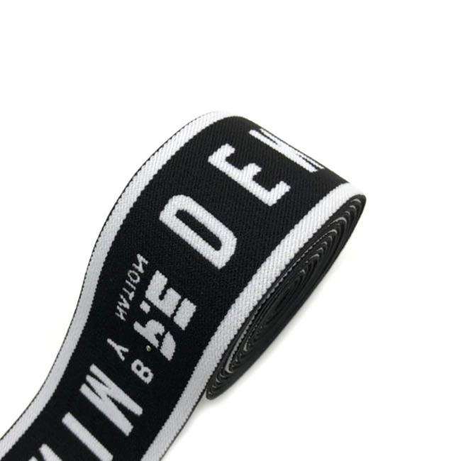 Wholesale Custom Single Color Jacquard Logo 1.5 Inch Soft Nylon Woven Webbing Elastic Band