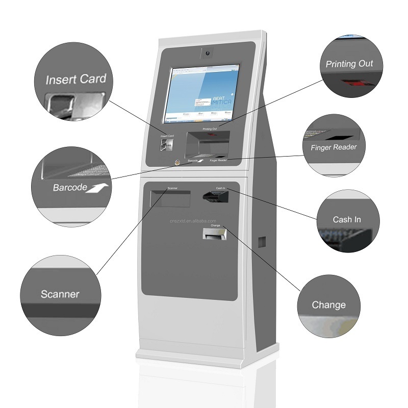 self service atm machine bank payment kiosk terminal equipment with bill acceptor and printer thermal for sale