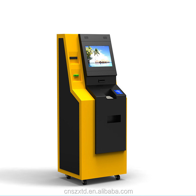 bank atm self service payment kiosk with cash acceptor