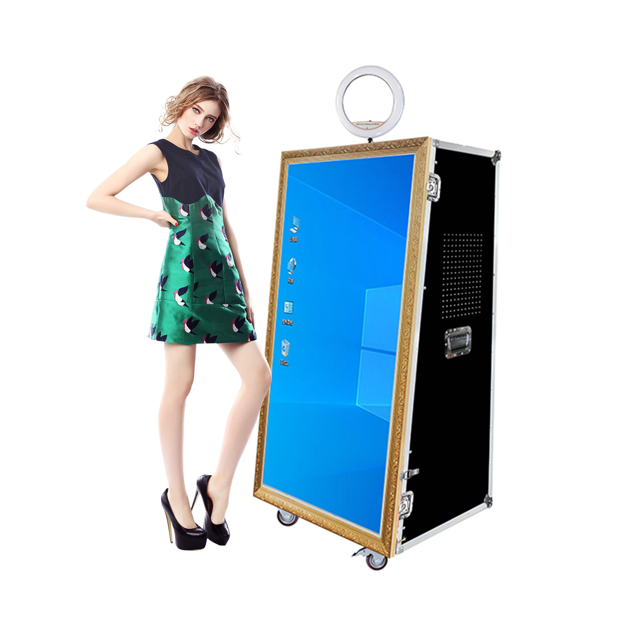 wedding style interactive touch LCD advertising screen photo booth kiosk for party