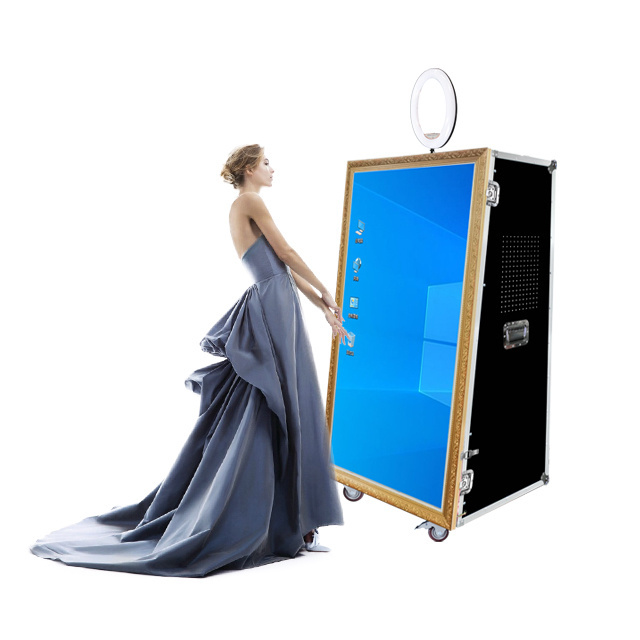 wedding style interactive touch LCD advertising screen photo booth kiosk for party