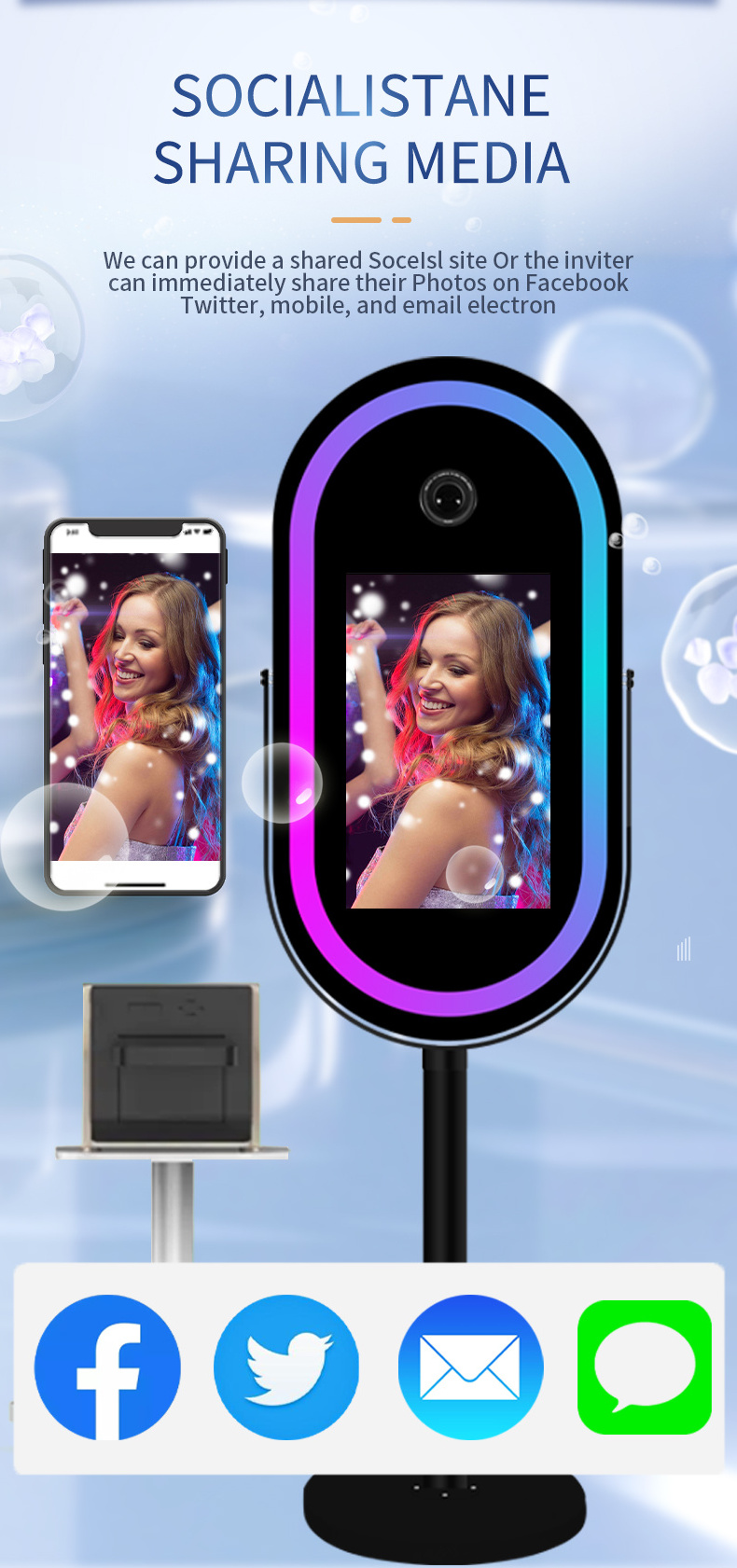 Mirror Photo Booth Mini Selfie 21.5 Inch Touch Screen Magic Mirror Photo Booth With Camera And Printer