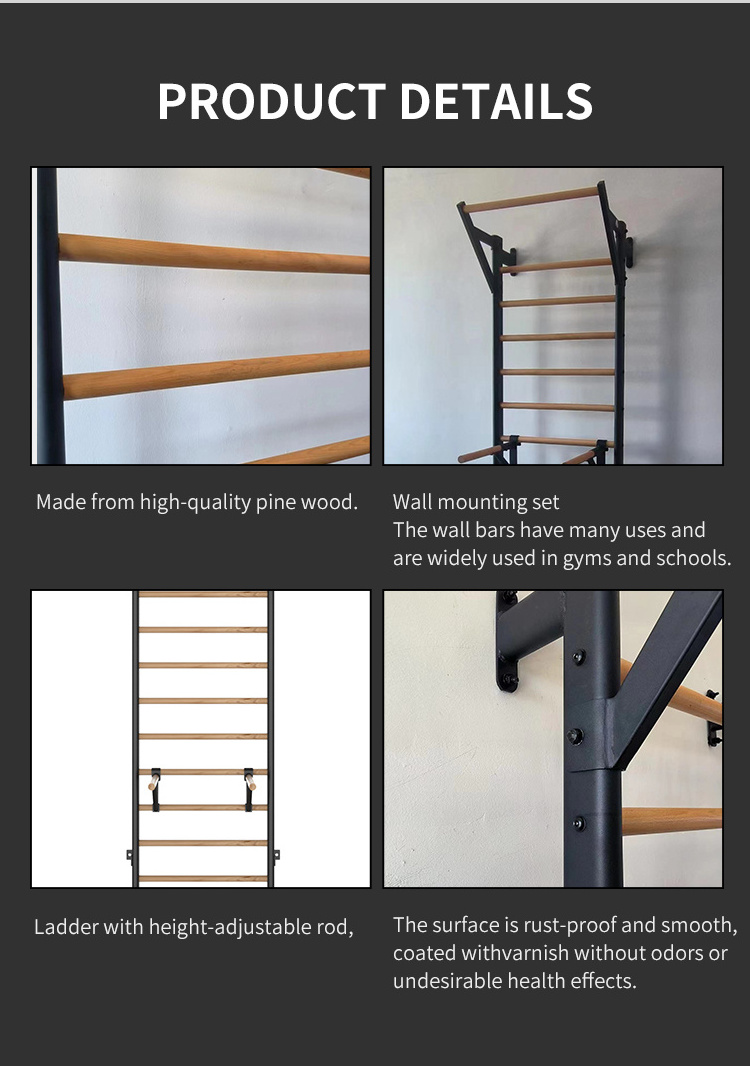 wall mounted  wall bars stretch wooden wall ladder home gym for kids swedish ladder gym