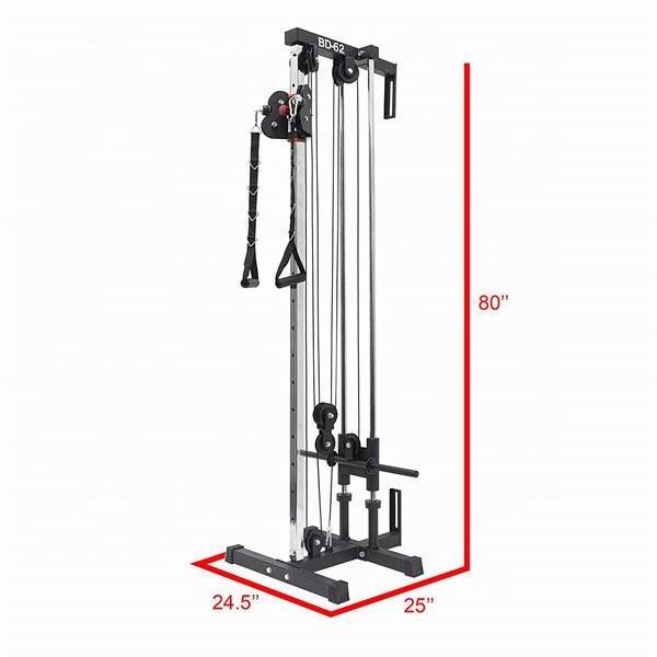 Mount Cable Station Wall Mounted Tower with Adjustable Dual Pulley System for Functional Home Gym