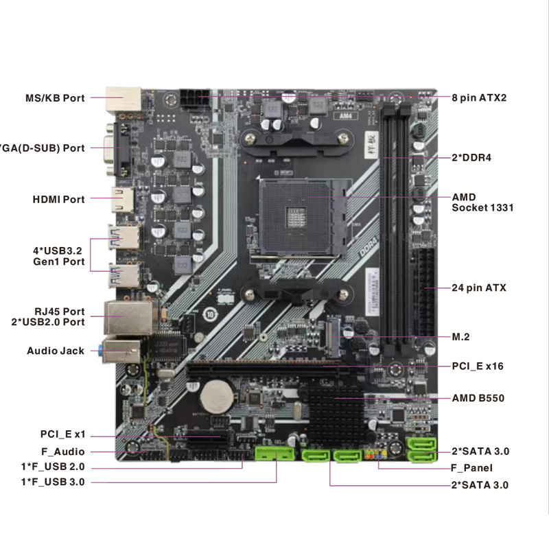 B550 Motherboard ATX mainboard 2 * DDR4 AM4 1311 Support AMD Rizen 3000/4000/5000 Factory Direct