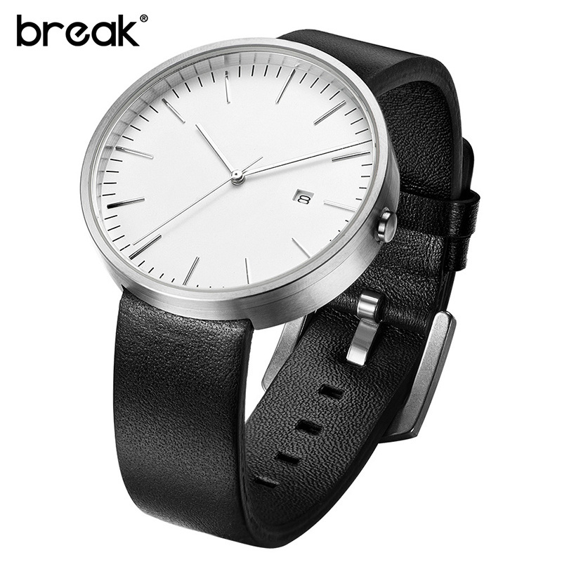 Top Brand Luxury BREAK 1021 Casual Business Quartz Watches Leather Strap Waterproof Watch Men Women Creative Gift Wristwatches