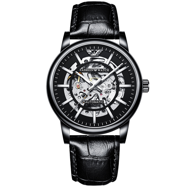 TRSOYE Brand Men Mechanical Watches Automatic Skeleton Watch Sport Business Black Luxury Watch Gift For Friends Family 8386