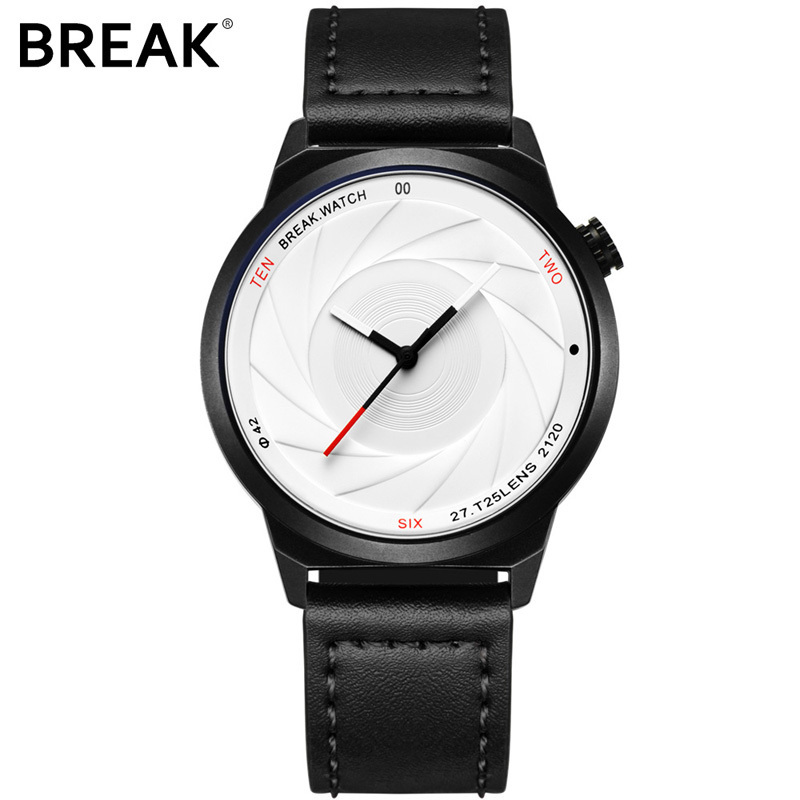 Break Brand New Original Design Photographer Series Unique Men Unisex Sport Simple Quartz Creative Fashion black Casual Watches