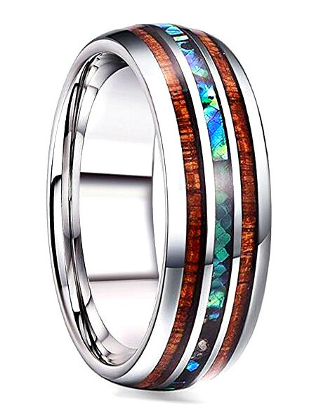 Fashion jewelry Ring Black Tungsten Wedding Band Steel Chain Spinner Rings For Men Women Dragon Inlay Red Carbon Fiber Wedding