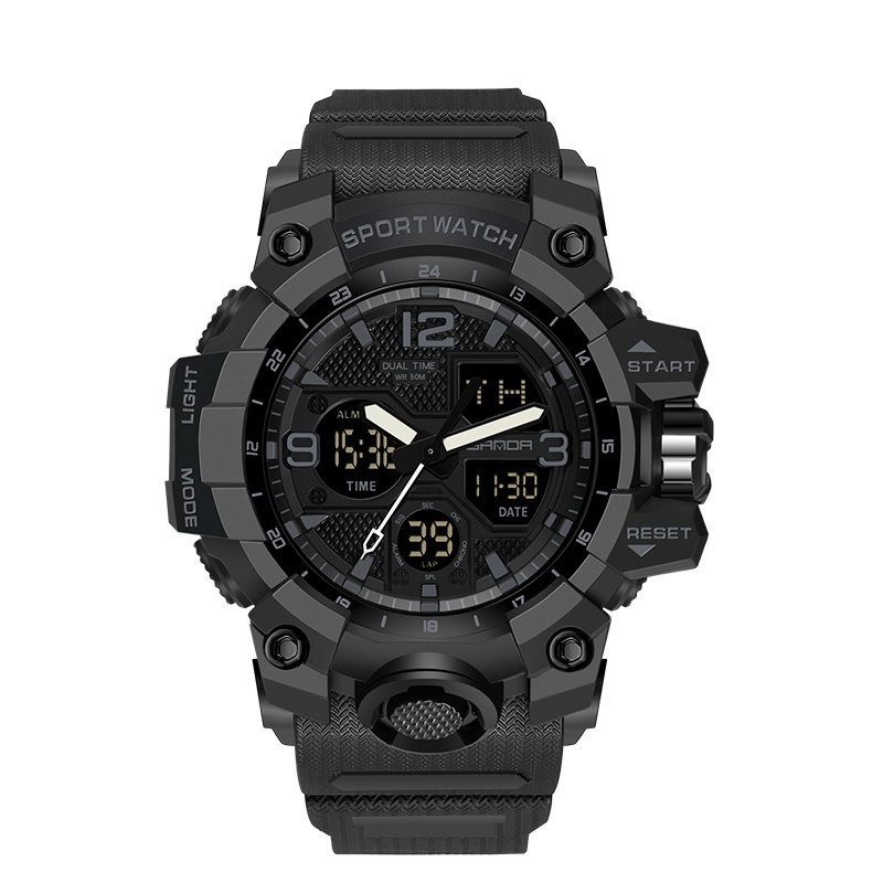 Sanda Fashion Trend 6030 Outdoor Sports Shockproof Watch For Boys And Girls Multifunctional Waterproof Luminous Electronic Watch