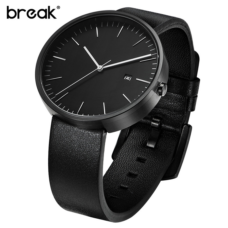 Top Brand Luxury BREAK 1021 Casual Business Quartz Watches Leather Strap Waterproof Watch Men Women Creative Gift Wristwatches