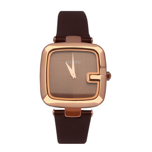 GUOU 9190 Women's Watch 2019 Square Fashion Luxury Ladies Bracelet Watches For Women Leather Strap Clock