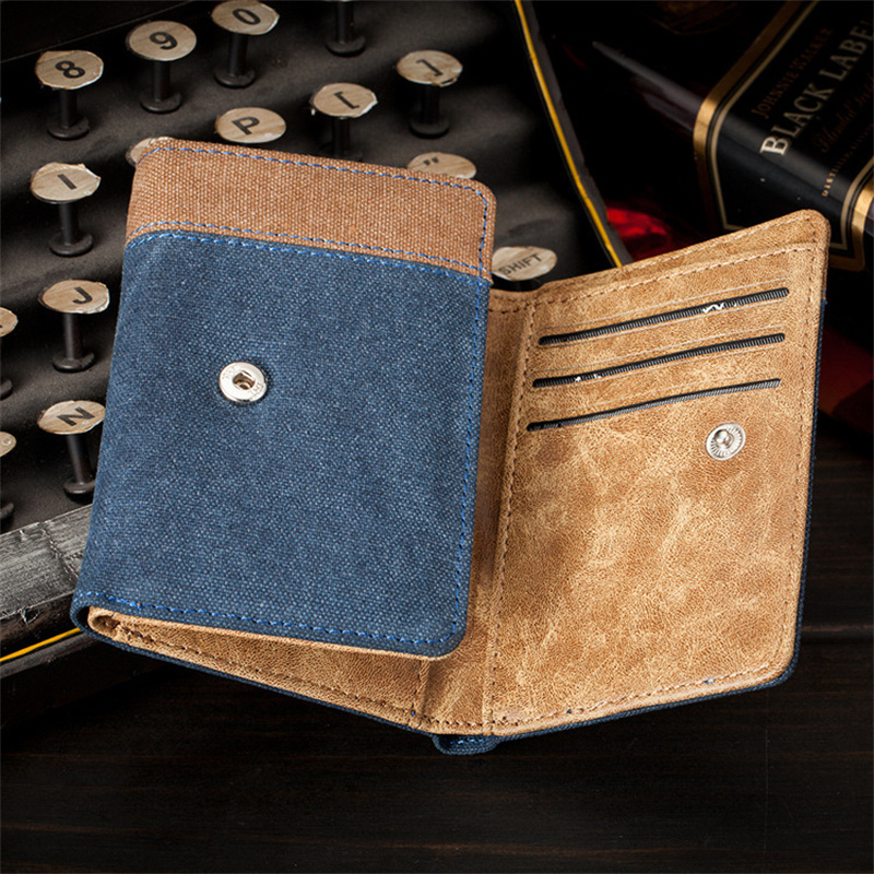 Men Wallets Coin Purse Wallets for Men with Checkbook Holder Soft Card Case Classic Canvas Mens Wallet Money Bag Purses