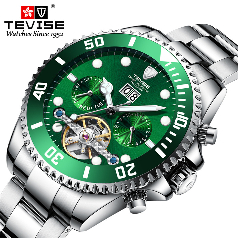 TEVISE Men's Tourbillon Waterproof Watches Automatic Mechanical Watches Men Skeleton Watch Male Wristwatch Relogio Masculino