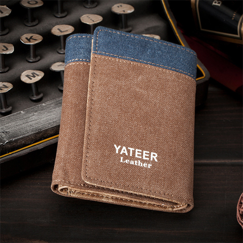 Men Wallets Coin Purse Wallets for Men with Checkbook Holder Soft Card Case Classic Canvas Mens Wallet Money Bag Purses