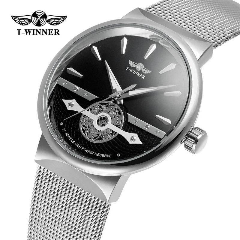 WINNER 162G Top Brand Luxury Men Mechanical Watch Mesh Strap Dial Men Classic Business T-WINNER Wristwatch