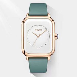 Guou Top Brand Women's Watches 2023 Square Fashion Zegarek Damski Ladies Bracelet For Women Leather Strap Clock Saati