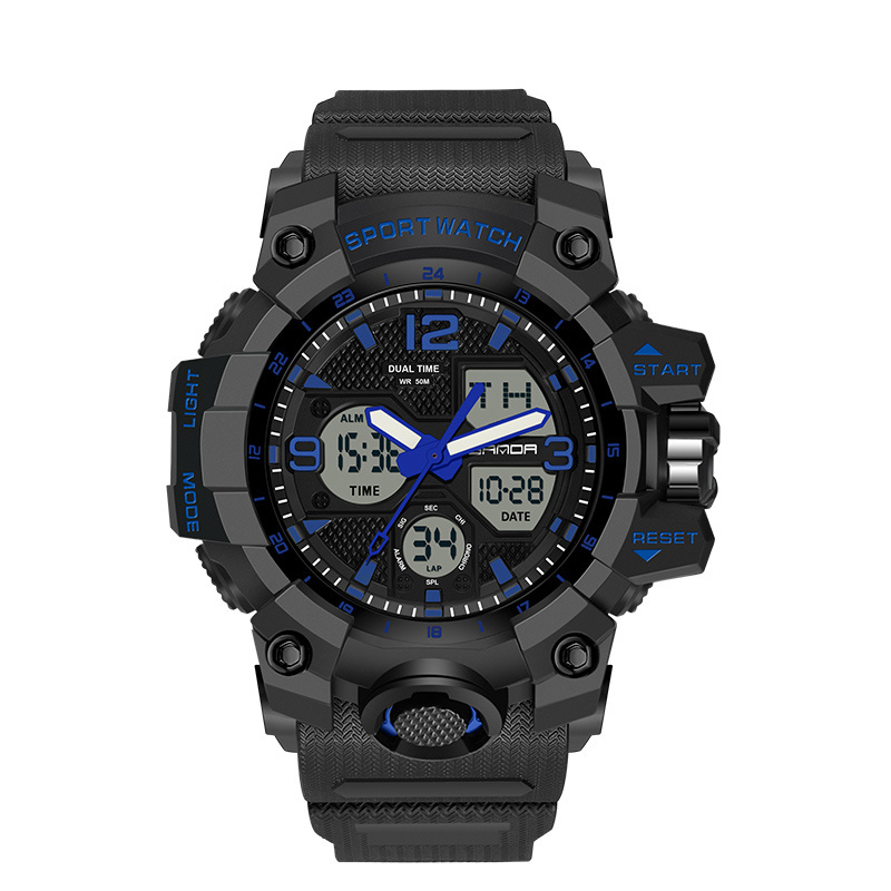 Sanda Fashion Trend 6030 Outdoor Sports Shockproof Watch For Boys And Girls Multifunctional Waterproof Luminous Electronic Watch