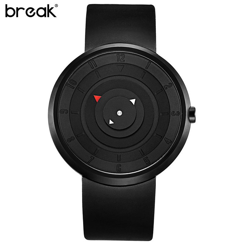 New Break B106 men women creative black silicone strap waterproof relogio matte alloy sports casual fashion quartz watches