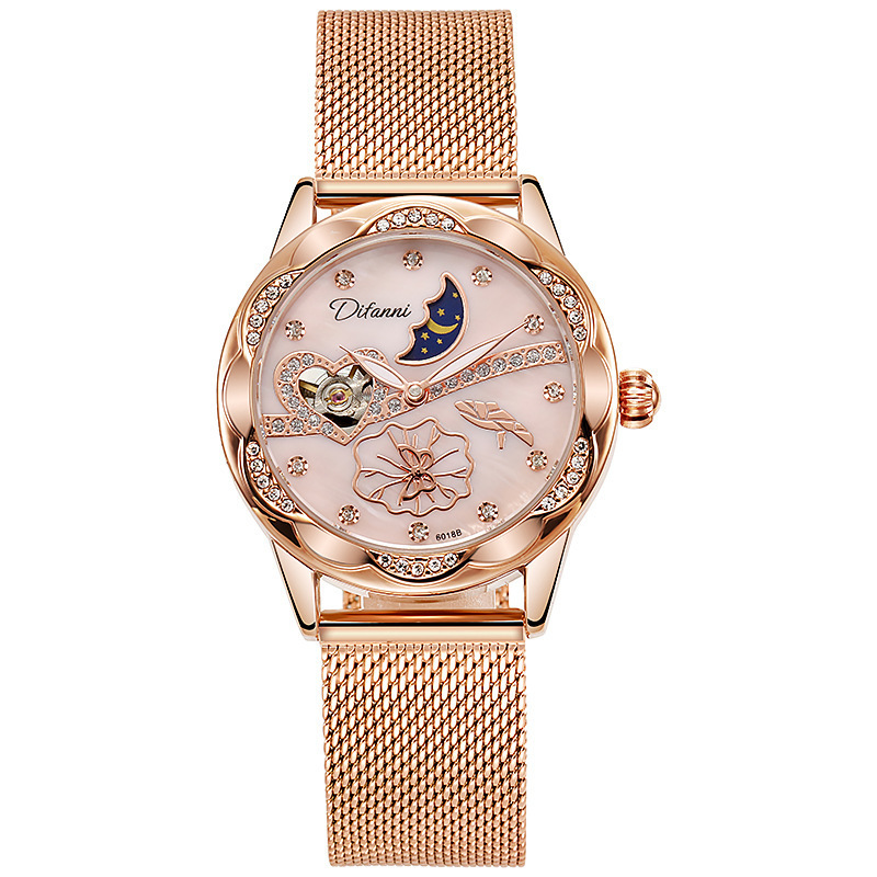 DIFANNI 2023 New Fashion Watch Fully Automatic Ladies Creative Steel Women Mechanical Watches Female Waterproof Clocks Feminino