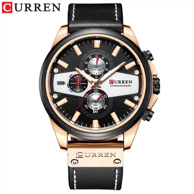 CURREN 8394 Men Watches Fashion Casual Quartz Sporty Wristwatches 2024 Blue Clock Male Chronograph Leather Watch man