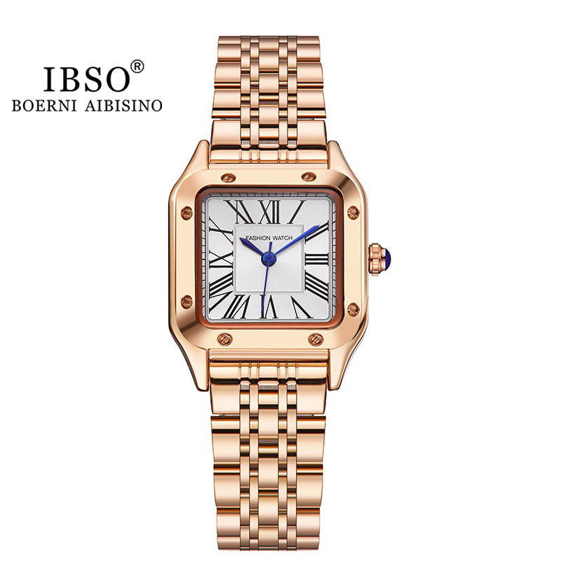 IBSO Retro Style Stainless Steel Women's Watch Elegant Gift For Lady Rome Number Dial Japanese Movement 3Bar Waterproof Watches