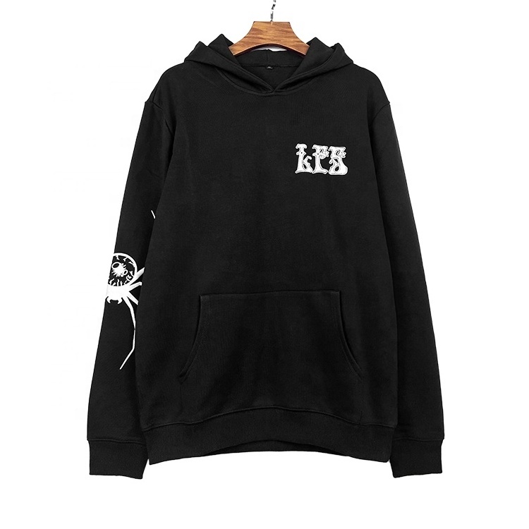 Custom Men's High Quality  Full Zip Up Hoodie 100% Cotton French Terry Blank Drop Shoulder Puff Printing Hoodie For Men