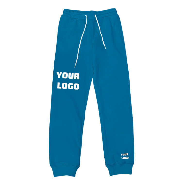 Wholesale 100% Cotton High quality customized logo  mens long track pants sports fitness casual pants