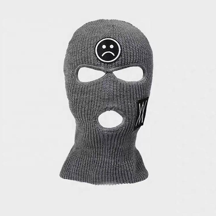 Wholesale customized winter hats knitted unisex ski mask 3 Holes Knitted Beanie Balaclava