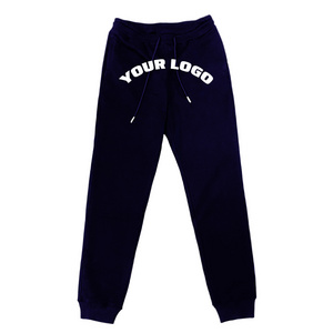 Wholesale 100% Cotton High quality customized logo  mens long track pants sports fitness casual pants