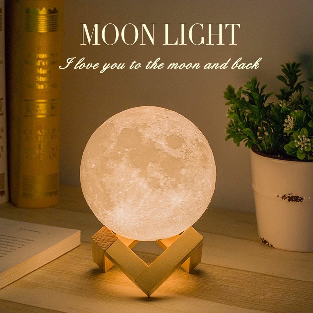 PVC Lunar Light Gift Rechargeable 16 Colors Touch  Change Remote 3D Printing Globe Moon Light LED 3D Moon Lamp