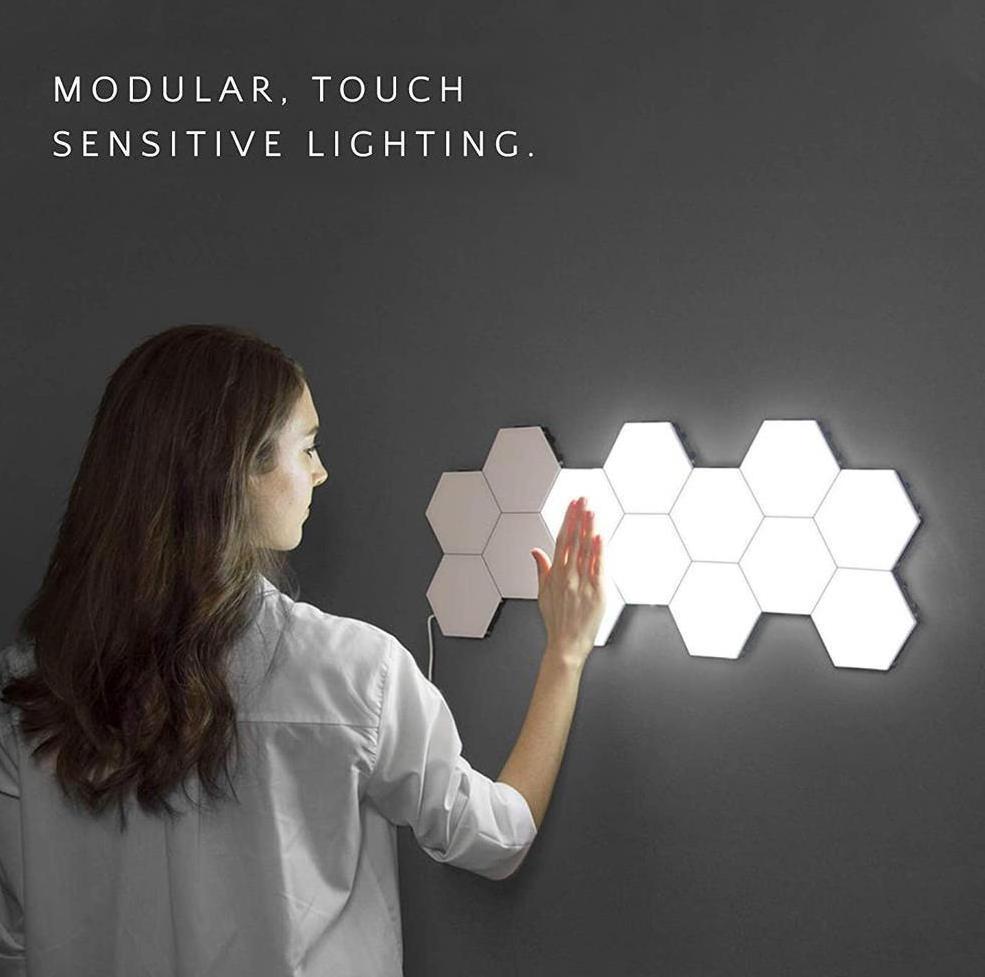 Creative Smart Removable Wall Lamp Quantum Modular Touch Hexagon Geometry Splicing Hex Honeycomb White Led Night Light