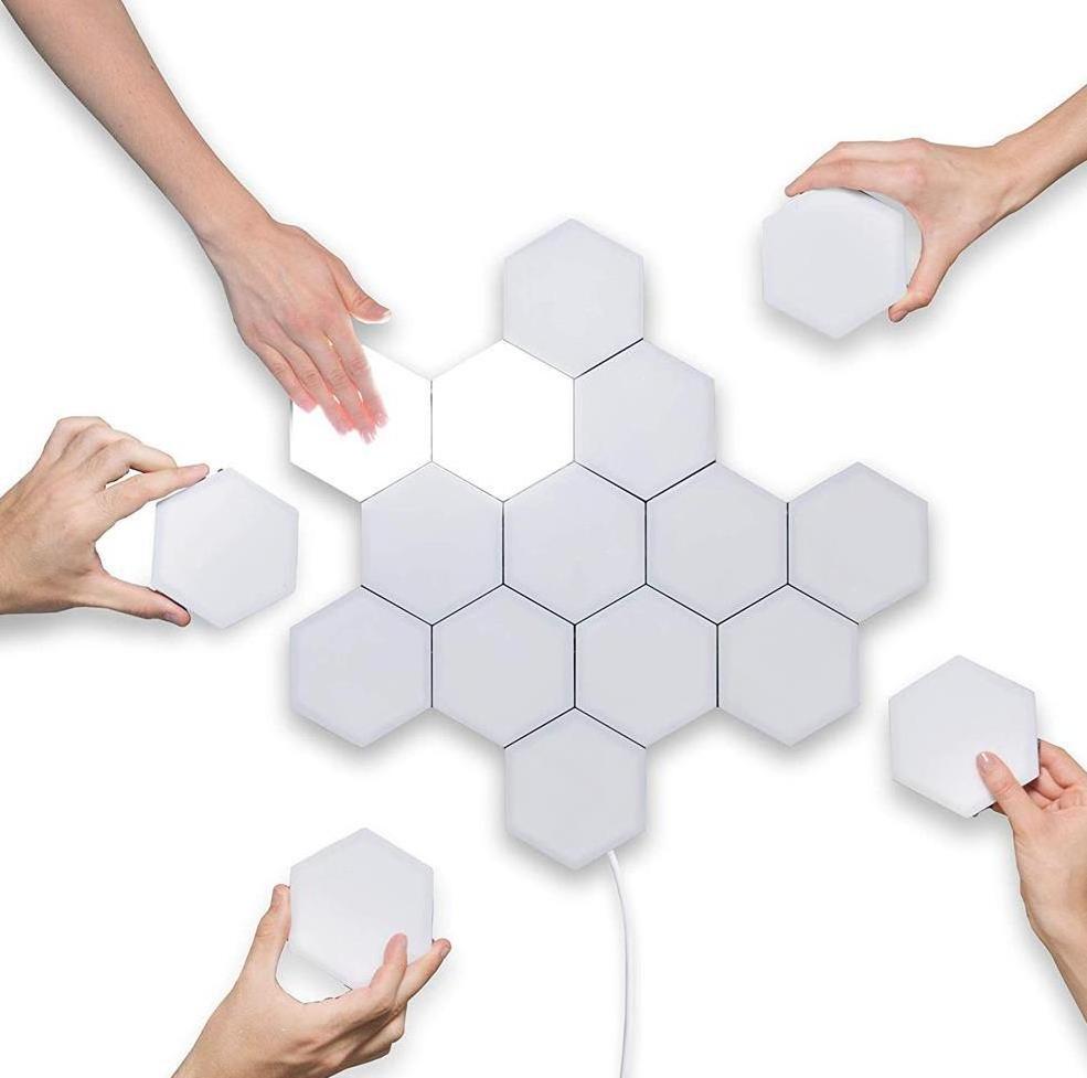 Creative Smart Removable Wall Lamp Quantum Modular Touch Hexagon Geometry Splicing Hex Honeycomb White Led Night Light