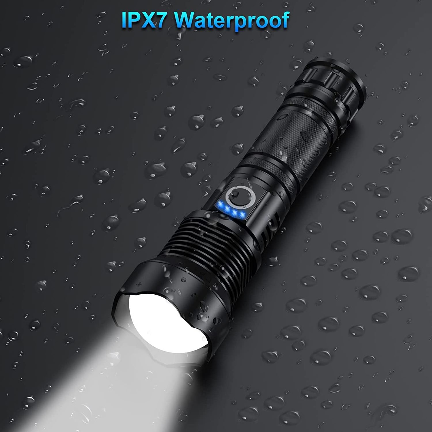 TAIKOO Waterproof Long Range Brightest Rechargeable Flashlights High Lumens 10000 High Powered Flashlight with 5 Modes Zoomable