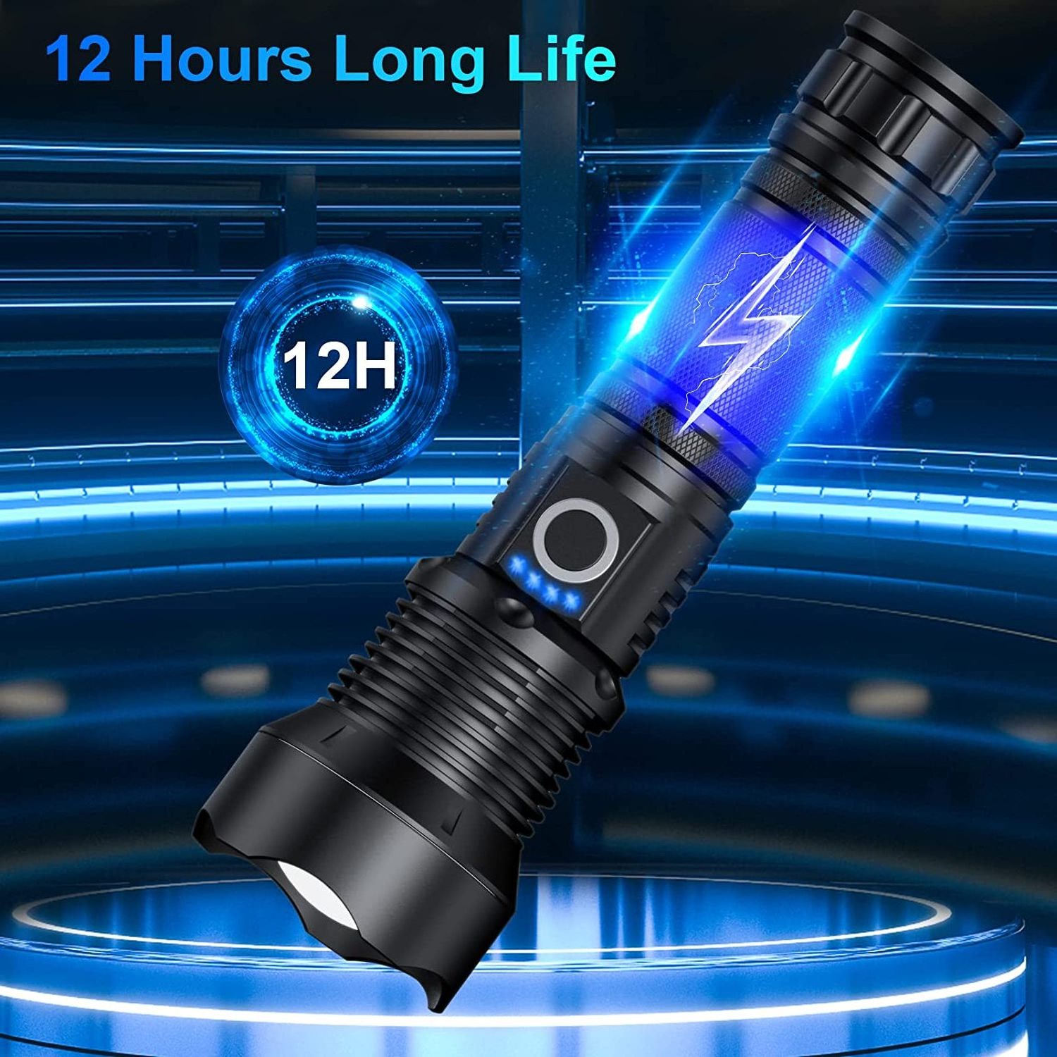 TAIKOO Waterproof Long Range Brightest Rechargeable Flashlights High Lumens 10000 High Powered Flashlight with 5 Modes Zoomable